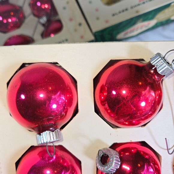 Shiny Brite Mercury Glass 72 Ornaments Pink Fuchsia Pastel Original Box 1960s - Picture 13 of 16